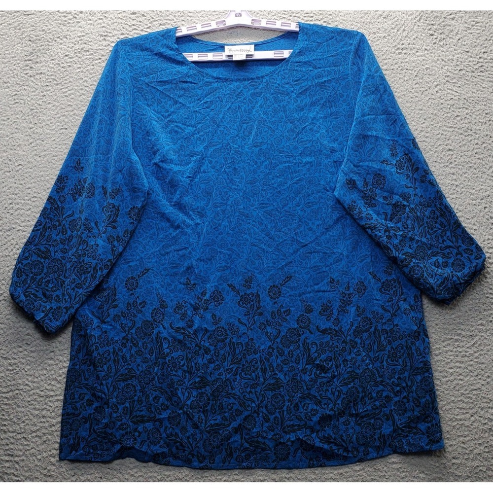 Diane von Furstenberg Silk Assets Tunic Top Womens 1X Multi Floral Long Sleeve